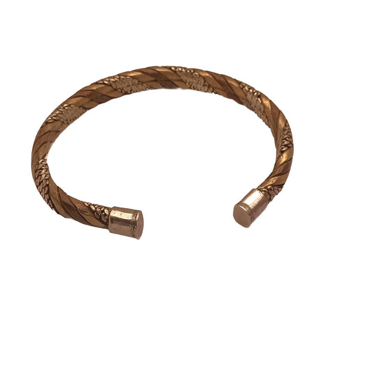 Vintage hand forged bras, copper twisted hand made cuff bracelet.