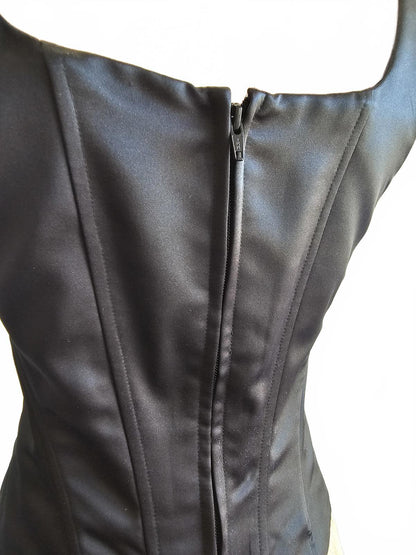 Black Satin Corset Top by Dusk 10 Romantic gothic Whimsy goth