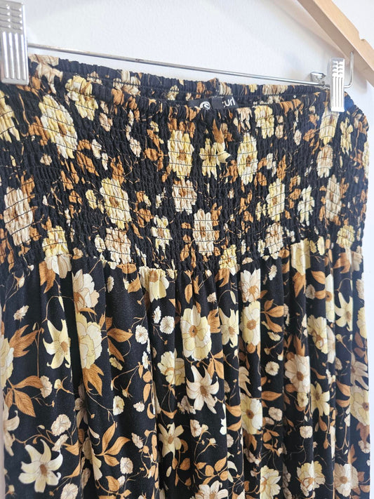 Vintage rip curl floral boho midi skirt L !