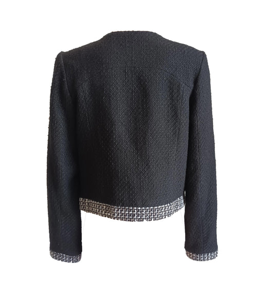 Black wool blend Tweed cropped jacket by Enrose 14