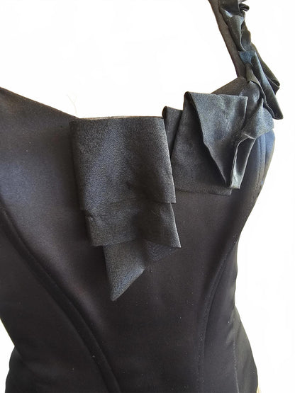 Black Satin Corset Top by Dusk 10 Romantic gothic Whimsy goth