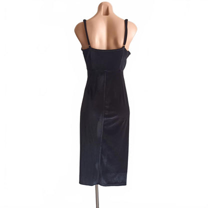 Double crazy sexy black velvet dress cocktail L