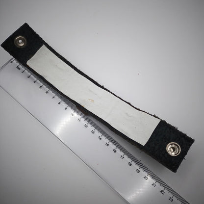 Vintage hand made black leather and mother of pearl cuff.