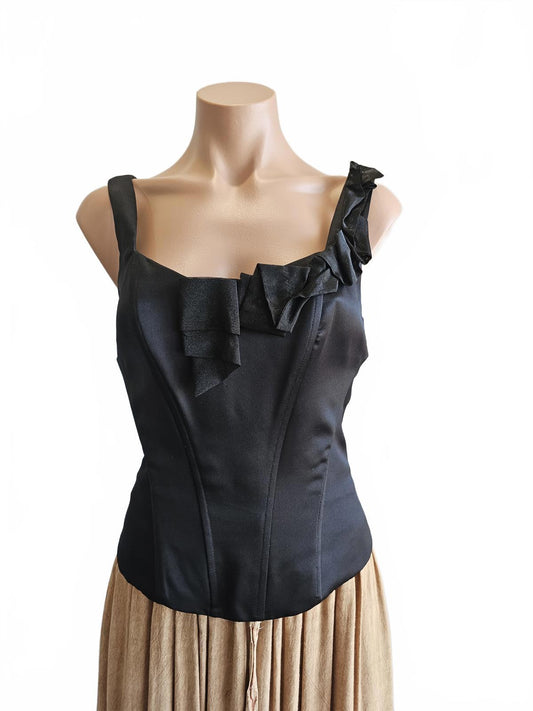 Black Satin Corset Top by Dusk 10 Romantic gothic Whimsy goth