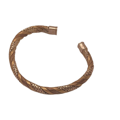 Vintage hand forged bras, copper twisted hand made cuff bracelet.