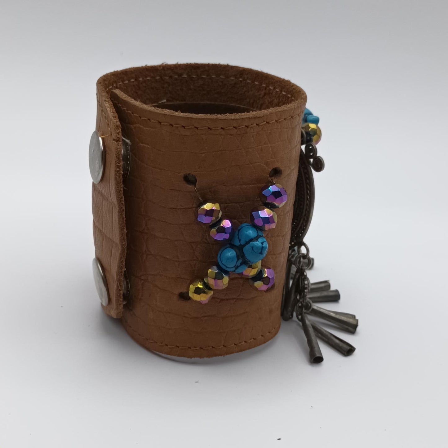 Vintage hand made cuff bracelet with boho embellishments