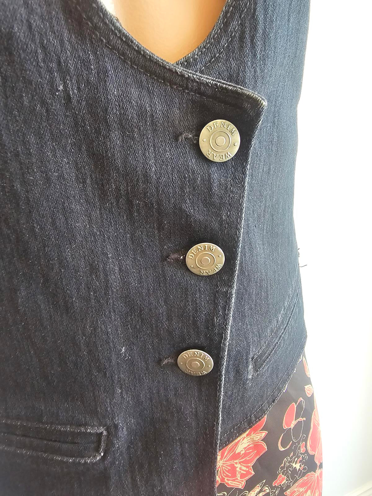 Vintage Top girl Denim vest S 14 -90s vintage and punk