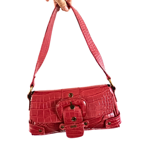 Vintage Y2k Fiorelli red faux crock skin cherry red bag. Modeshy