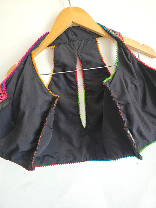 Shibori Designer cotton embroidered colour ethnic halter top L