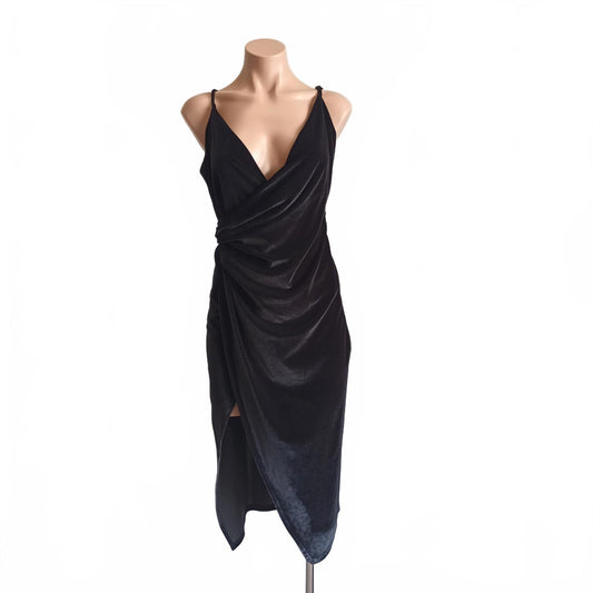 Double crazy sexy black velvet dress cocktail L
