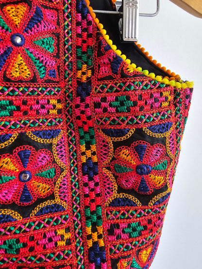 Shibori Designer cotton embroidered colour ethnic halter top L